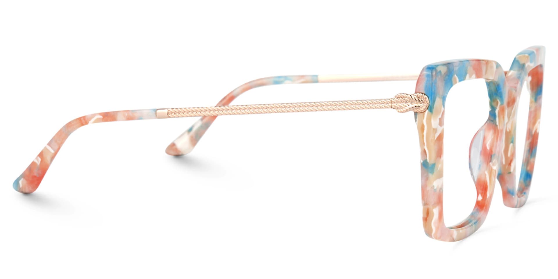 Flora Orange-Floral Marble Eyeglasses with Square Frames2
