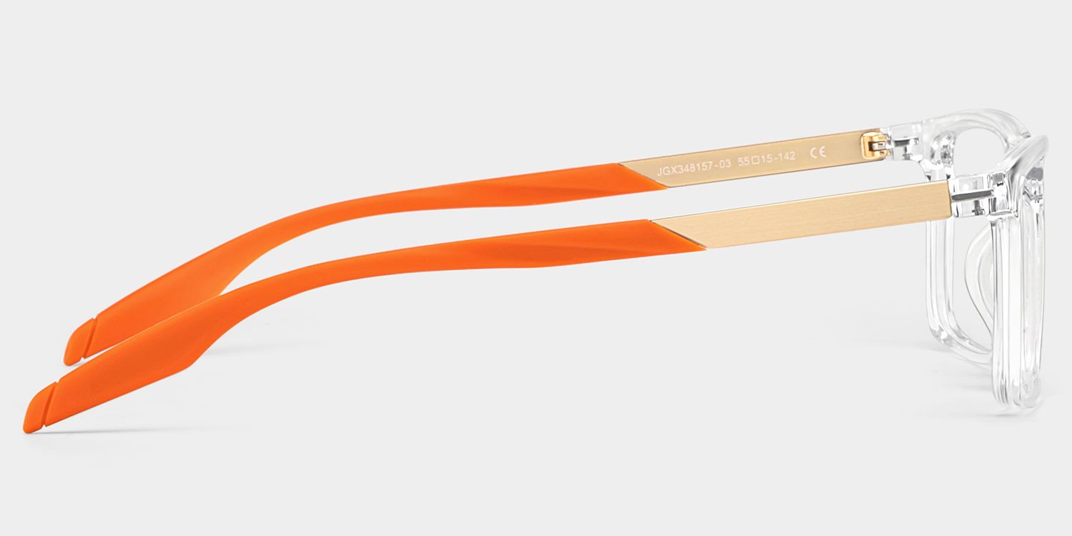 Active Clear Orange Rectangle Frame Glasses | ZEELOOL4