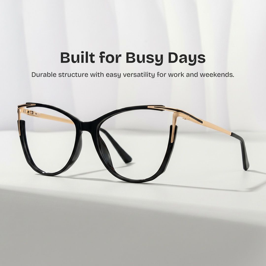 Yomary Black Cateye Frame Glasses | Zeelool Optical0