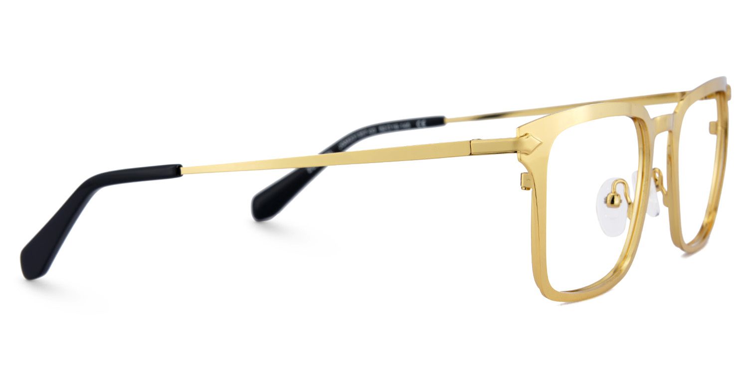 Gold Metal Frame Glasses With a Rectangle Shape4