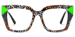 Clody Square Cheetah Print Glasses0