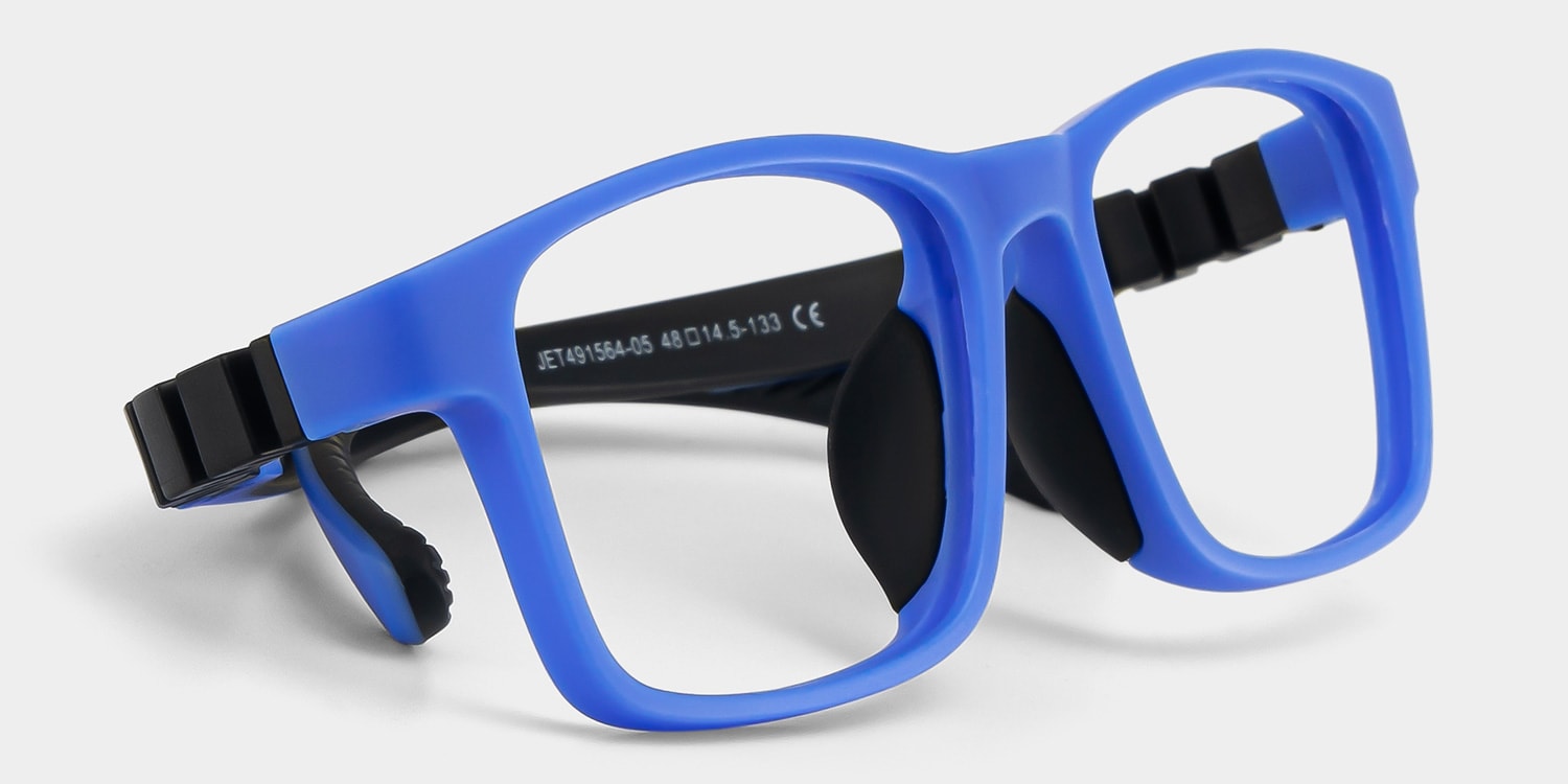 freeページ Kids Rectangle Blue Amaker Frame Glasses | Zeelool