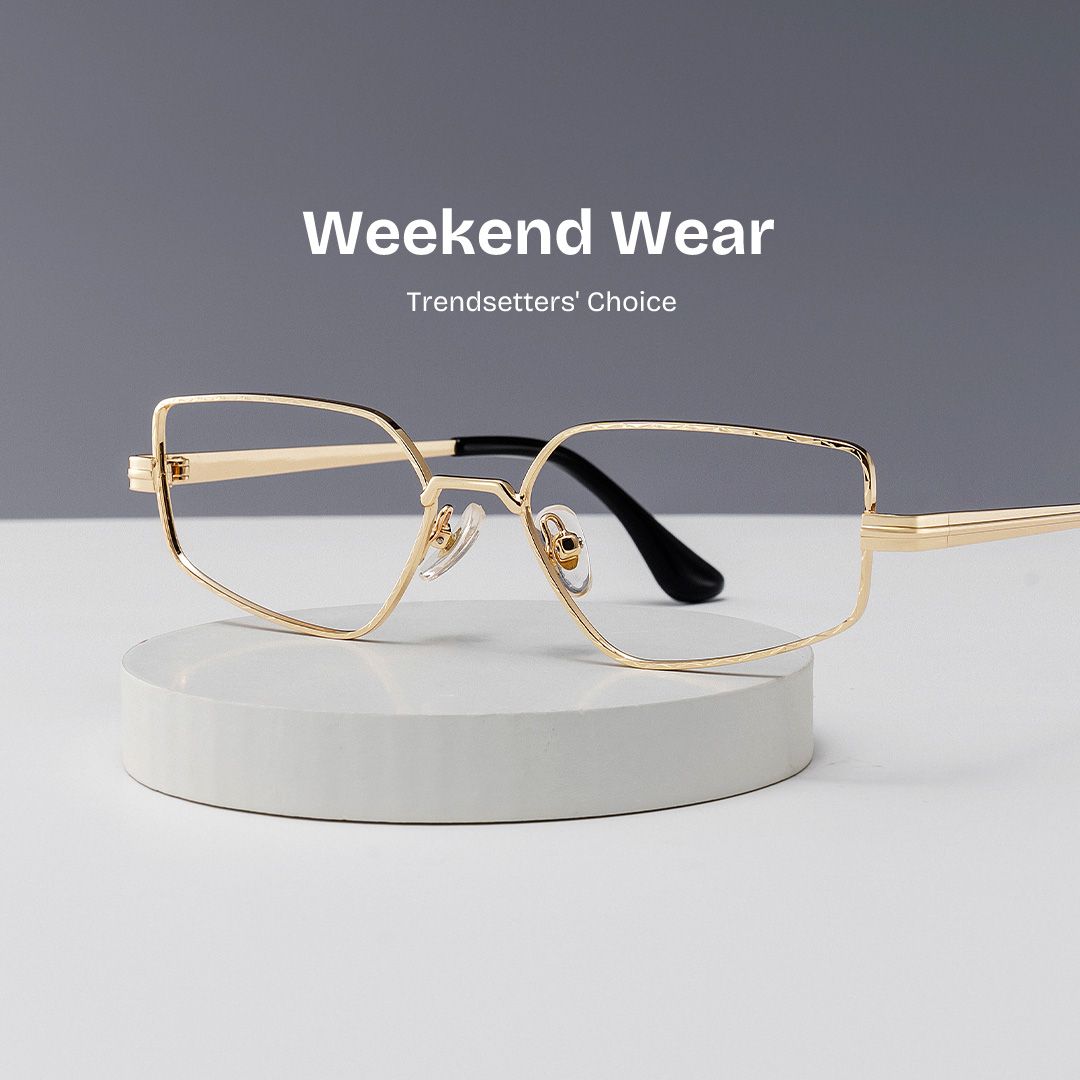 Rectangle Gold Eyeglasses- Lyle Metal Frame Glasses0