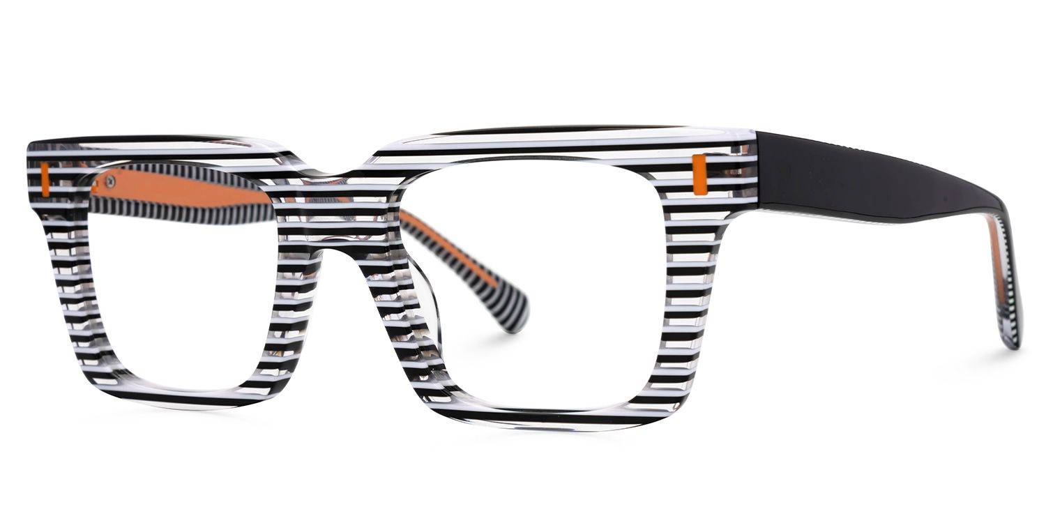 Kirkland Black-White Rectangle Designer Eyeglasses1