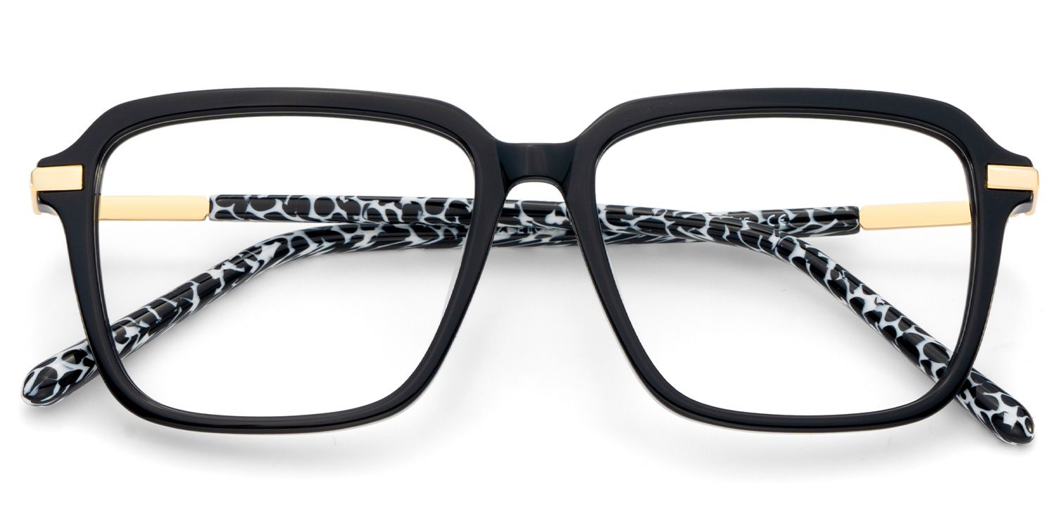 Black Thin Glasses with Square Shape at Zeelool2