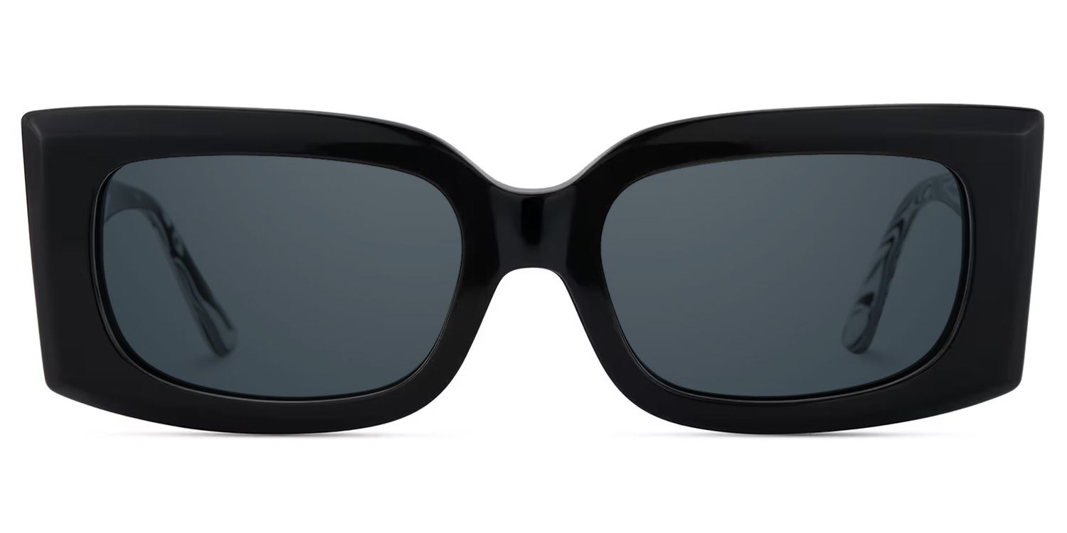 Orduno Rectangle Black Prescription Sunglasses | ZEELOOL0