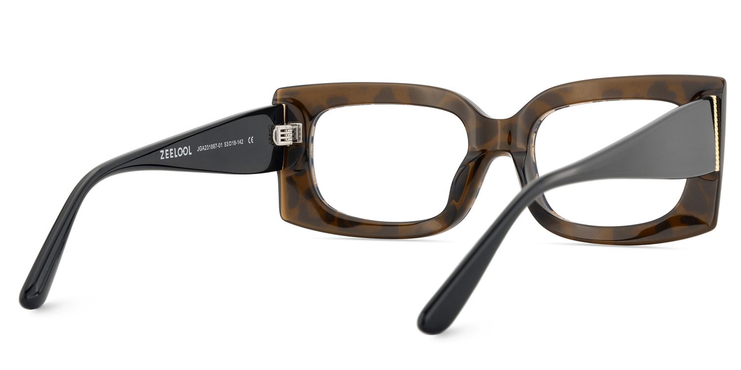 Orduno Brown Leopard Rectangle Shape Eyeglasses | Zeelool5