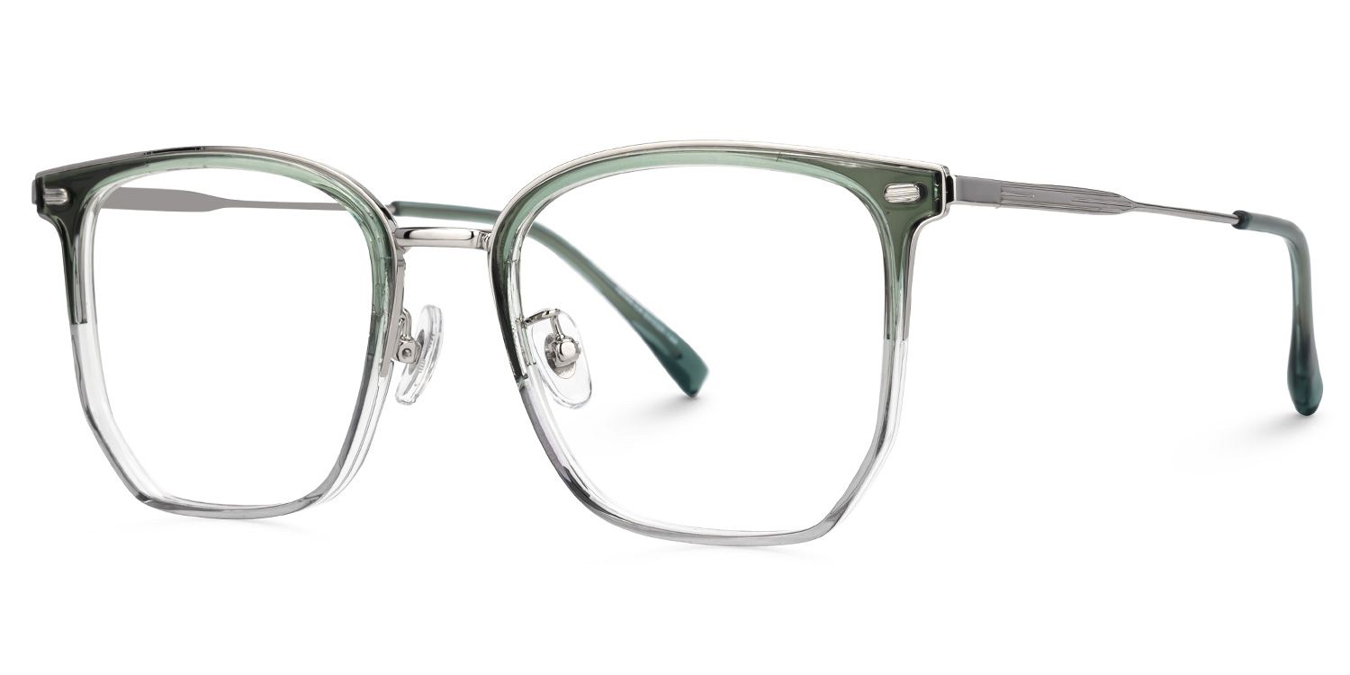 Roque Mixed-material Geometric Green Frame Glasses | Zeelool1
