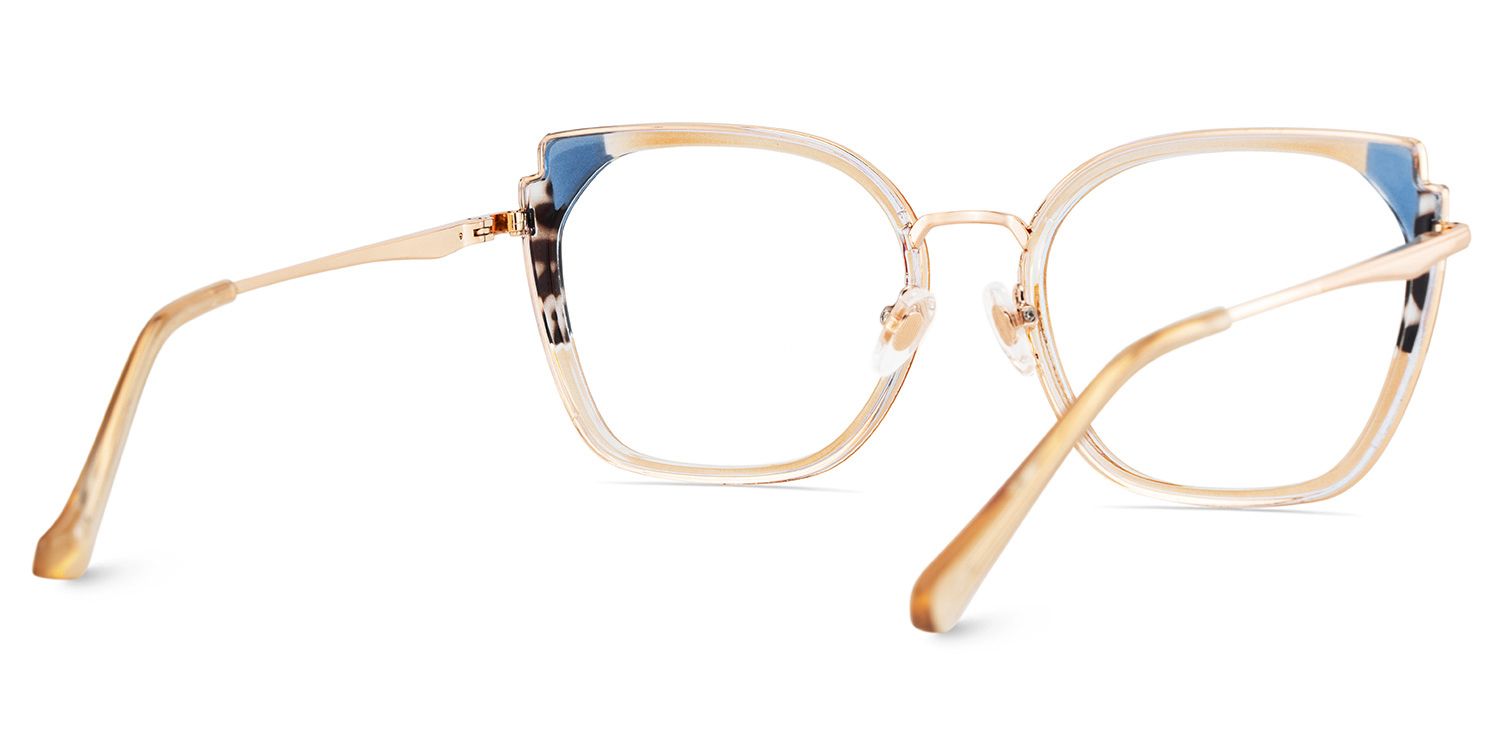 Beige Metal Frame Glasses With Wide Size For Women5