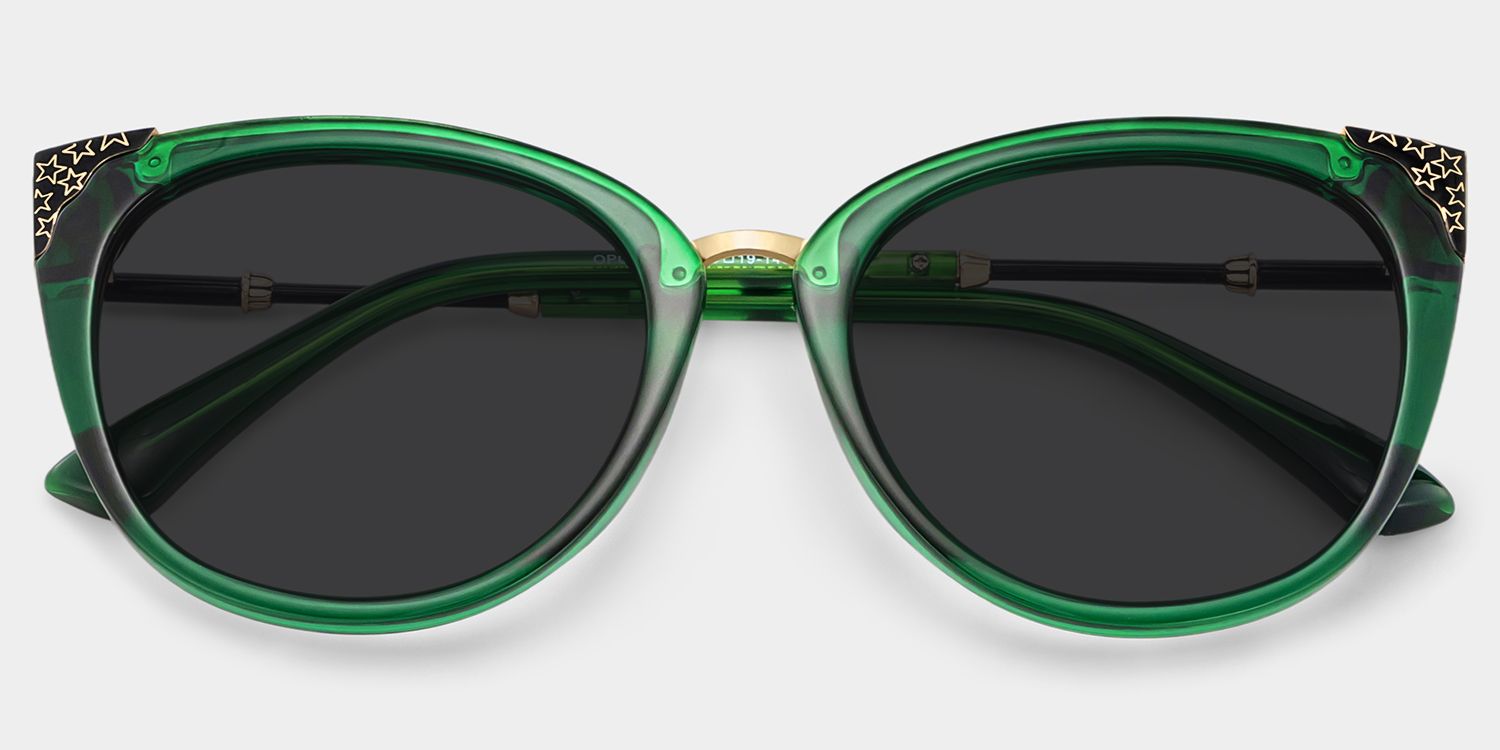 Dalton Cat Eye Sunglasses with Dark Green Frames