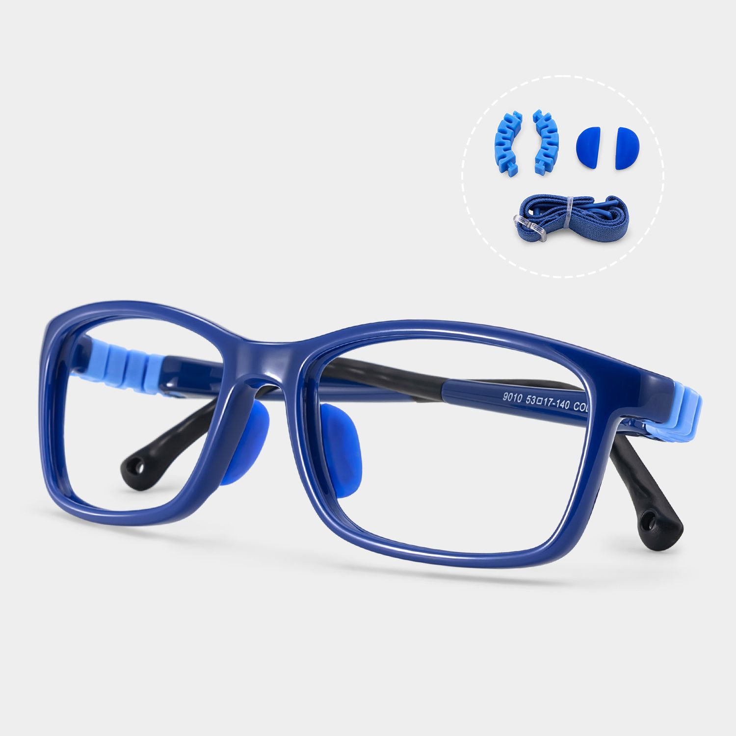 Brook Rectangle Blue Frame Eyeglasses for Pre-tweens4