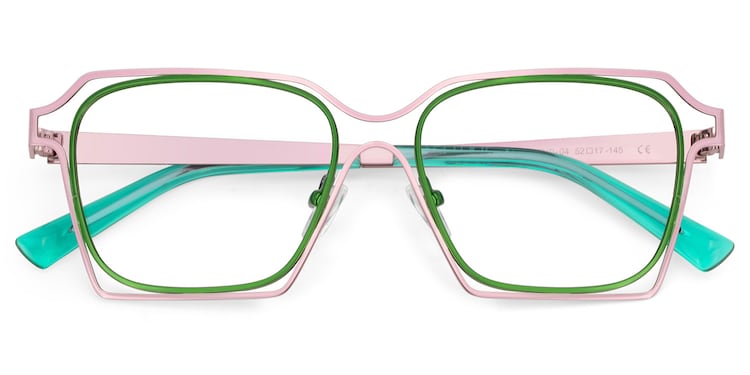 Foday Geometric Pink Green Glasses