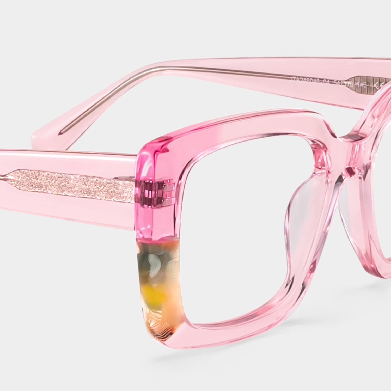 Flair Clear Pink Frame Glasses with Square Frame Online
