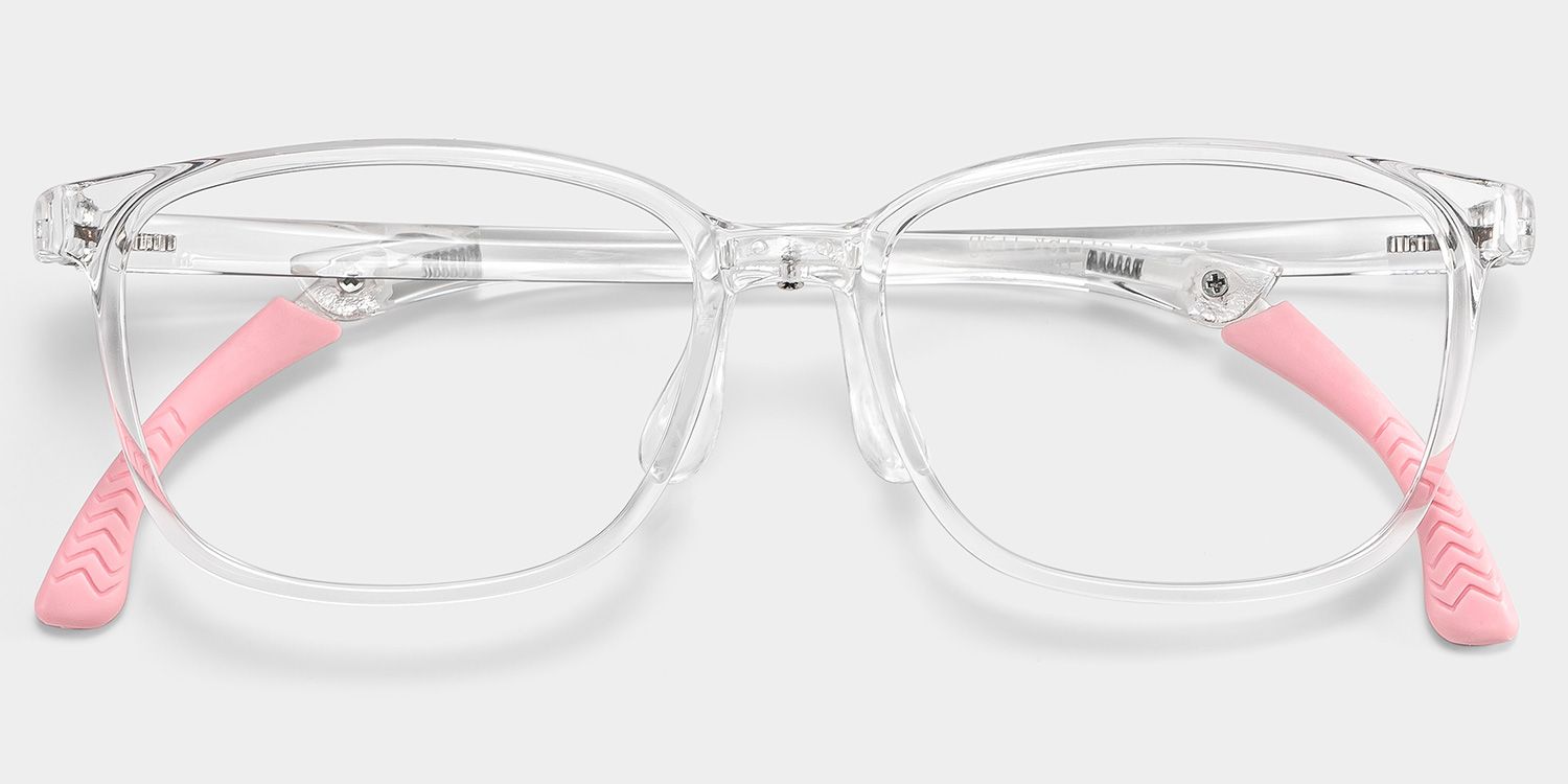 Gray Rectangle Clear Pink Frame Eyeglasses for Pre-tweens1