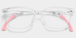 Gray Rectangle Clear Pink Glasses1