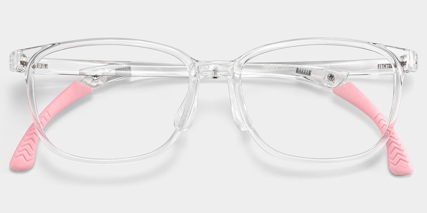 Gray Rectangle Crystal Pink Glasses