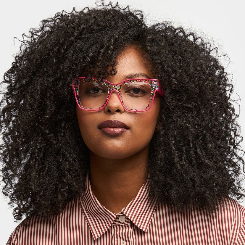 Zerica Square Rose Red Glasses