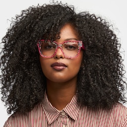 Zerica Square Rose Red Glasses0
