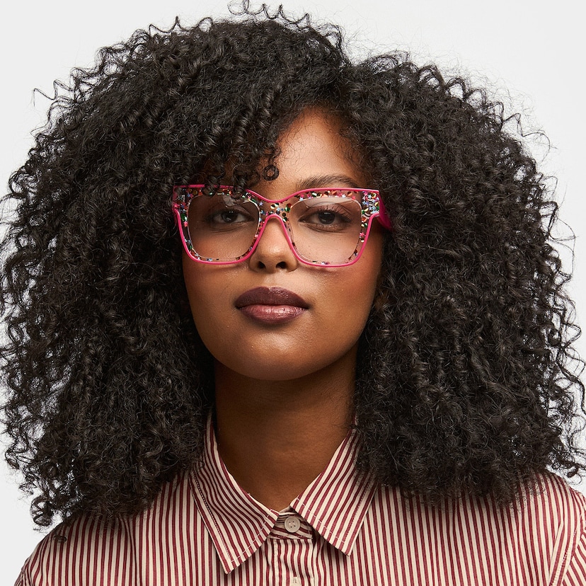 Zerica Square Rose Red Glasses