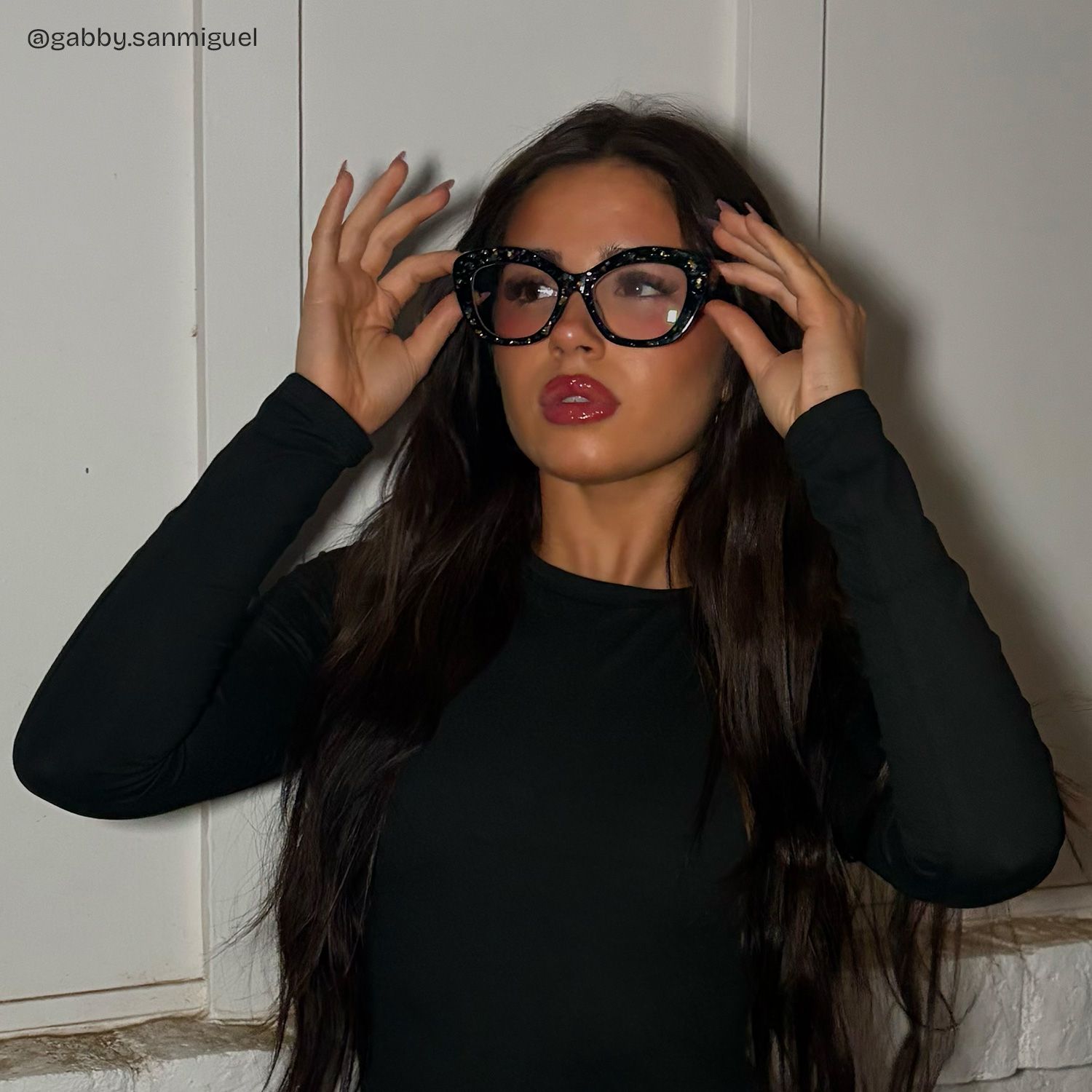 Giselle Black Cat Eye Glasses with Rhinestones | ZEELOOL7