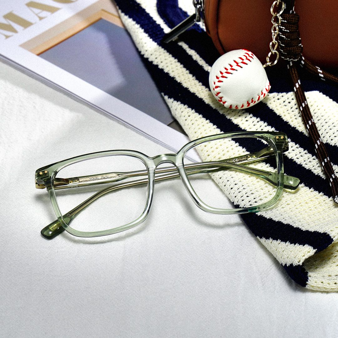 Zoe Green Frame Glasses with Square Frame Online | ZEELOOL2