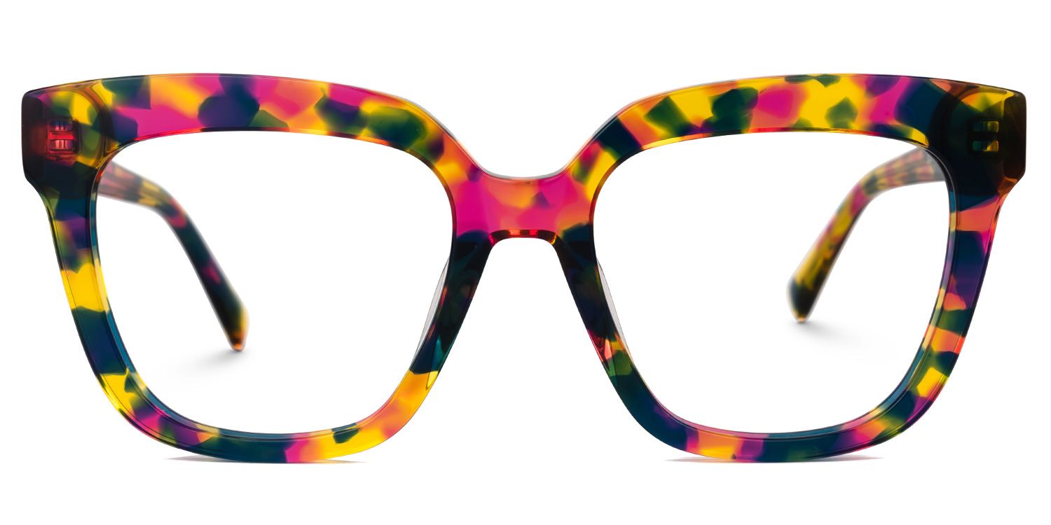 Nina Square Floral Frame Glasses / Prescription Glasses0