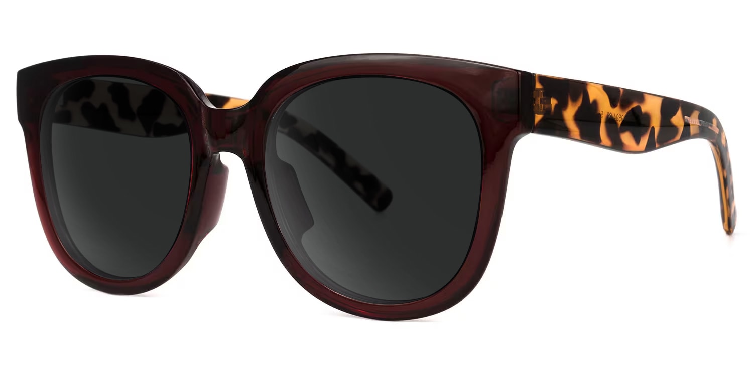 Harrell Square Dark-Red Sunglasses