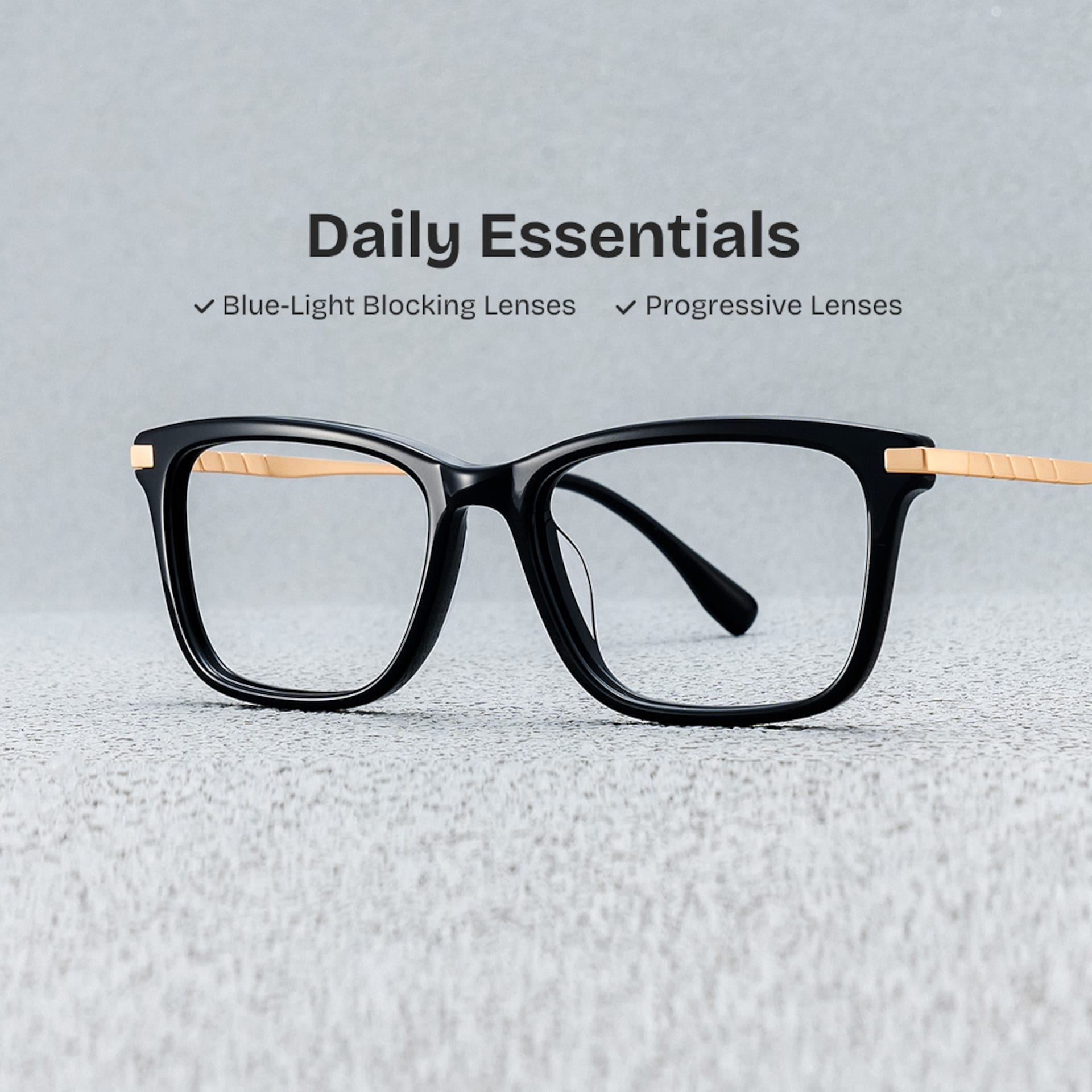 Zane Rectangle Black Color Frame Glasses for Men | Zeelool0