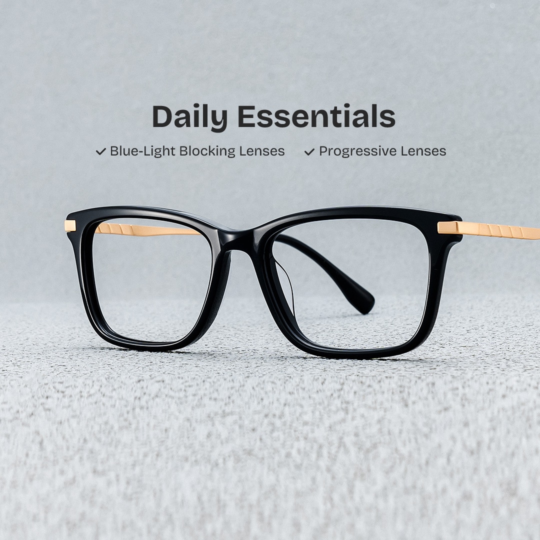 Zane Rectangle Black Glasses