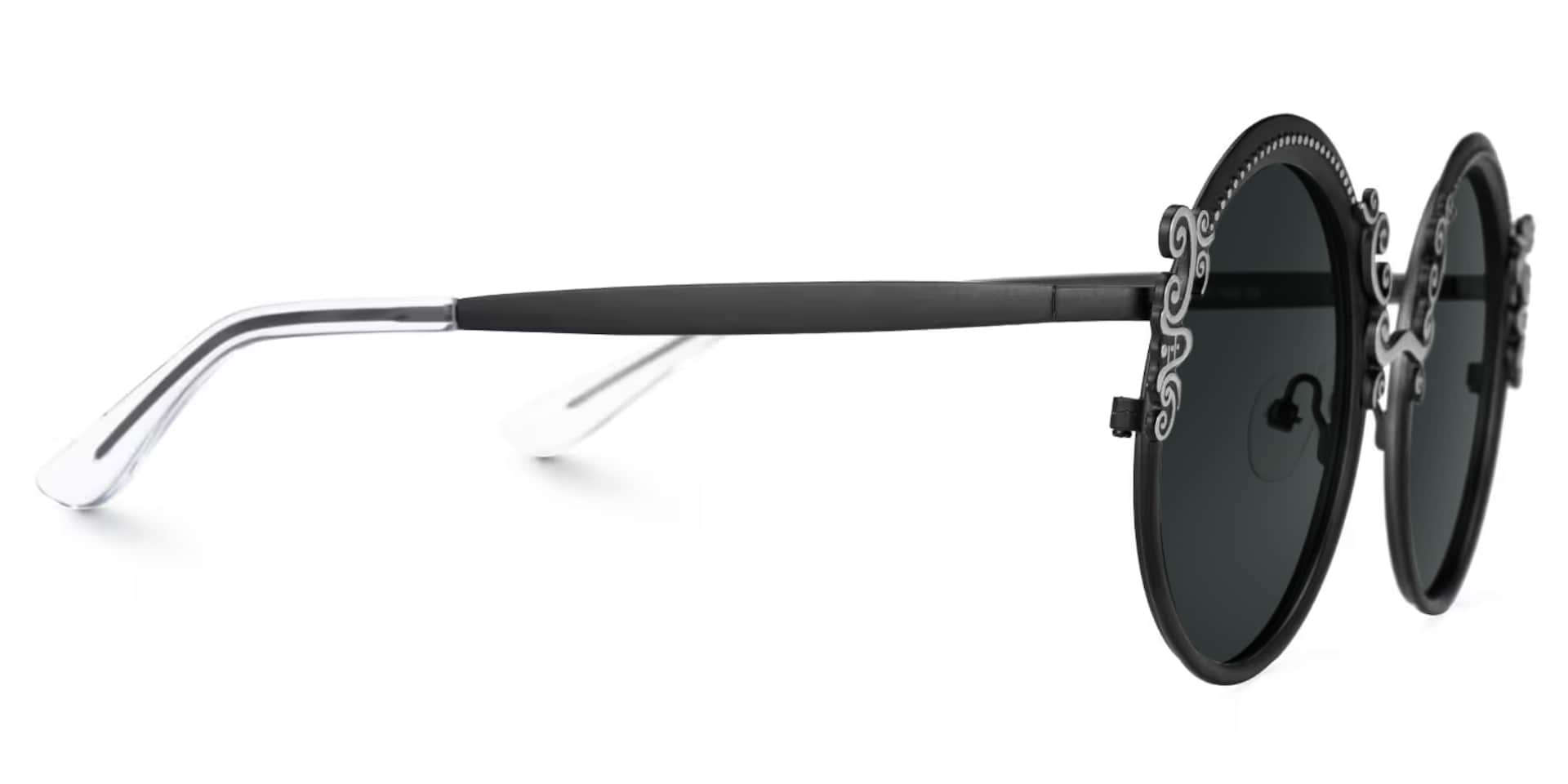 Nelida Designer Sunglasses in Round Black Frame2