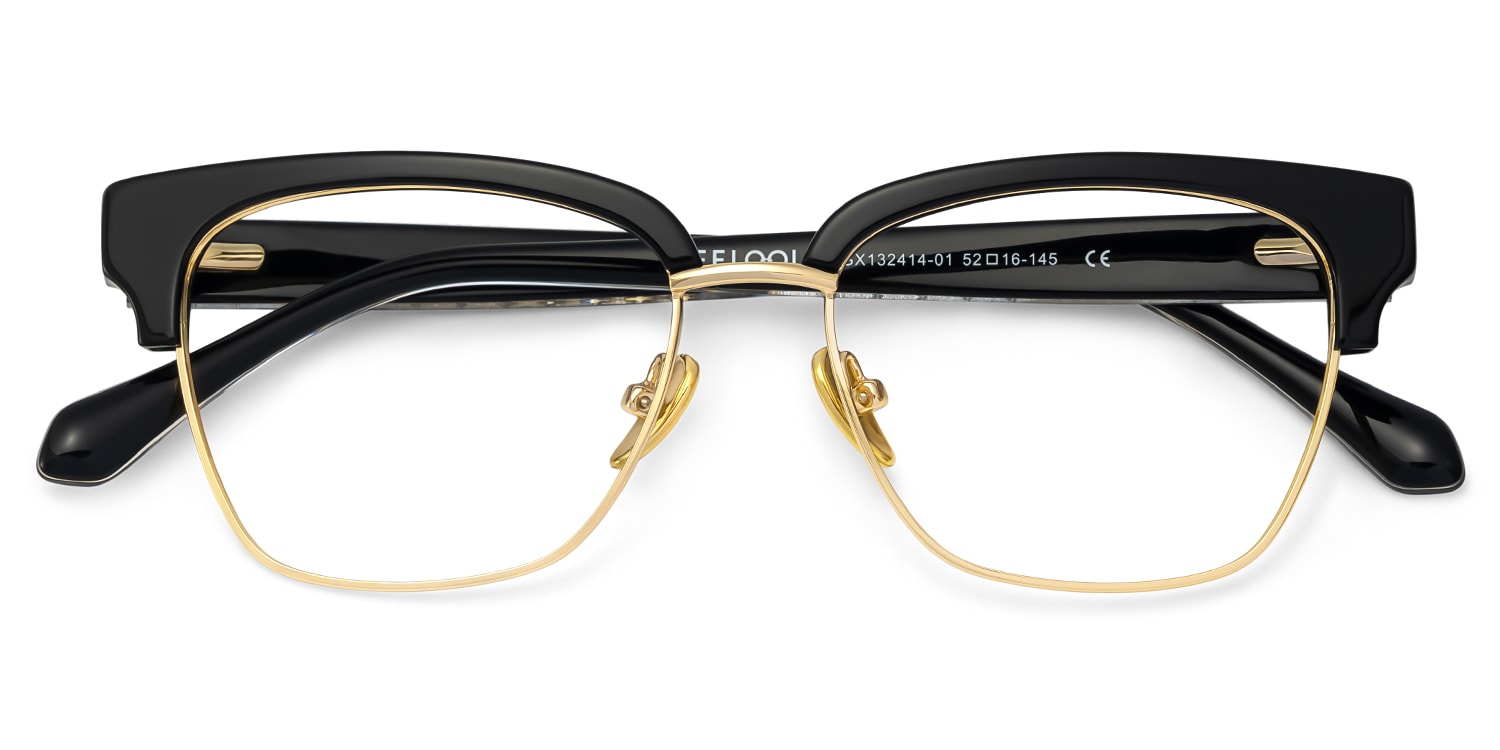Ellis Browline Black Gold Glasses3
