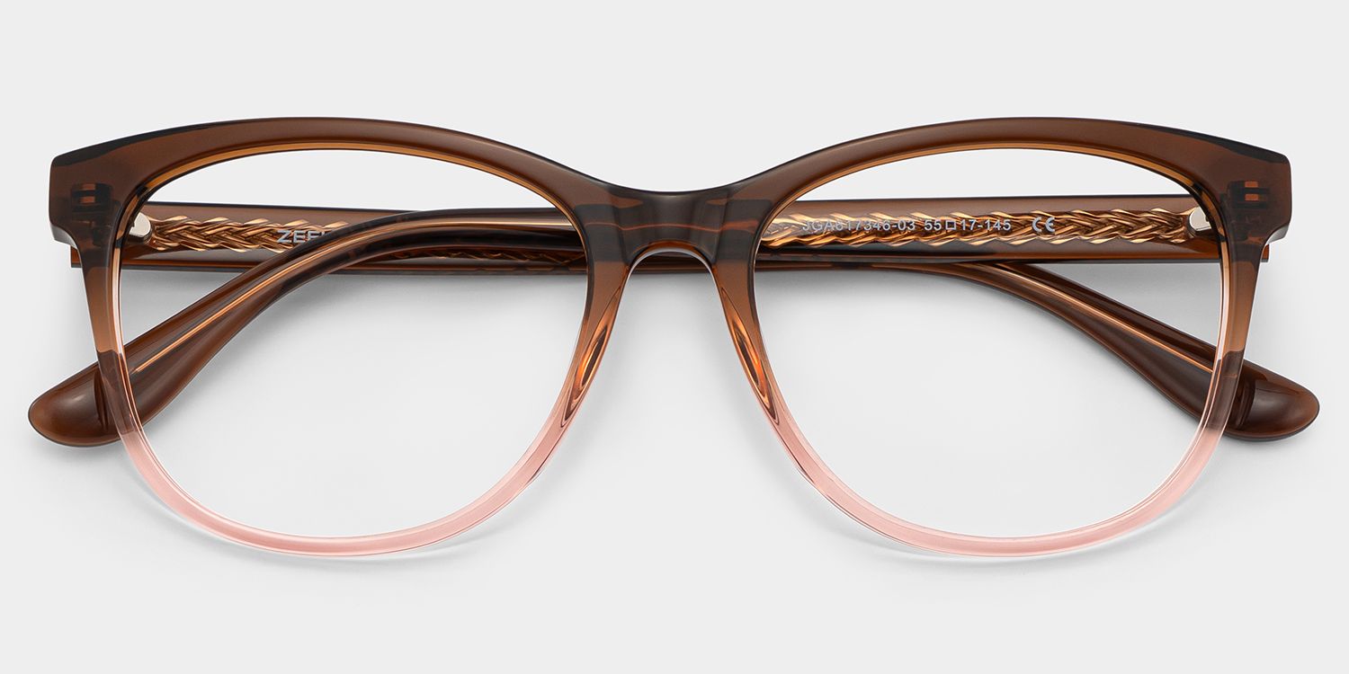 Julia Brown Gradient Rectangle Two-tone Frame Glsses | ZEELOOL1