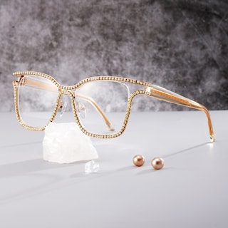 Shine Square Gold White Glasses0