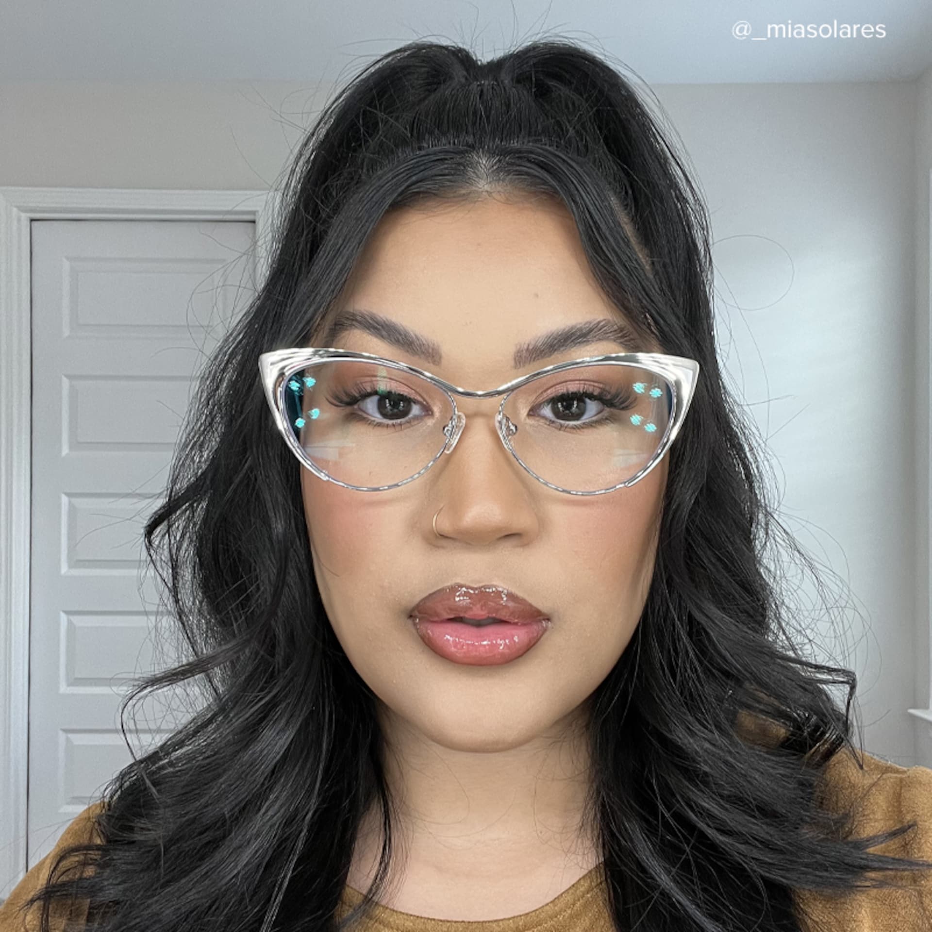 Ellen Cat eye Silver Eyeglasses and Metal Browline Frame11