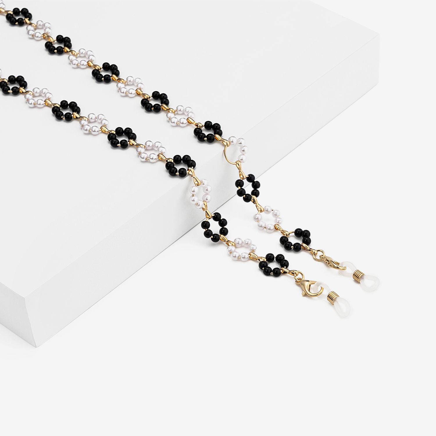 Fashion Black White Flower Eyeglasses Chains Accessories on Zeelool0