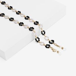 Simple Stylish Black White Flower Eyewear Chains0