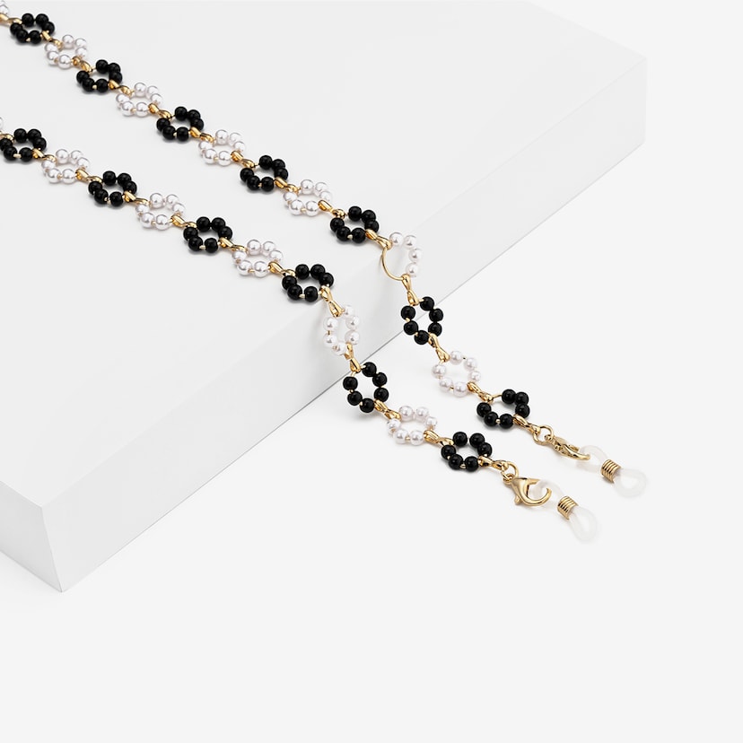 Simple Stylish Black White Flower Eyewear Chains