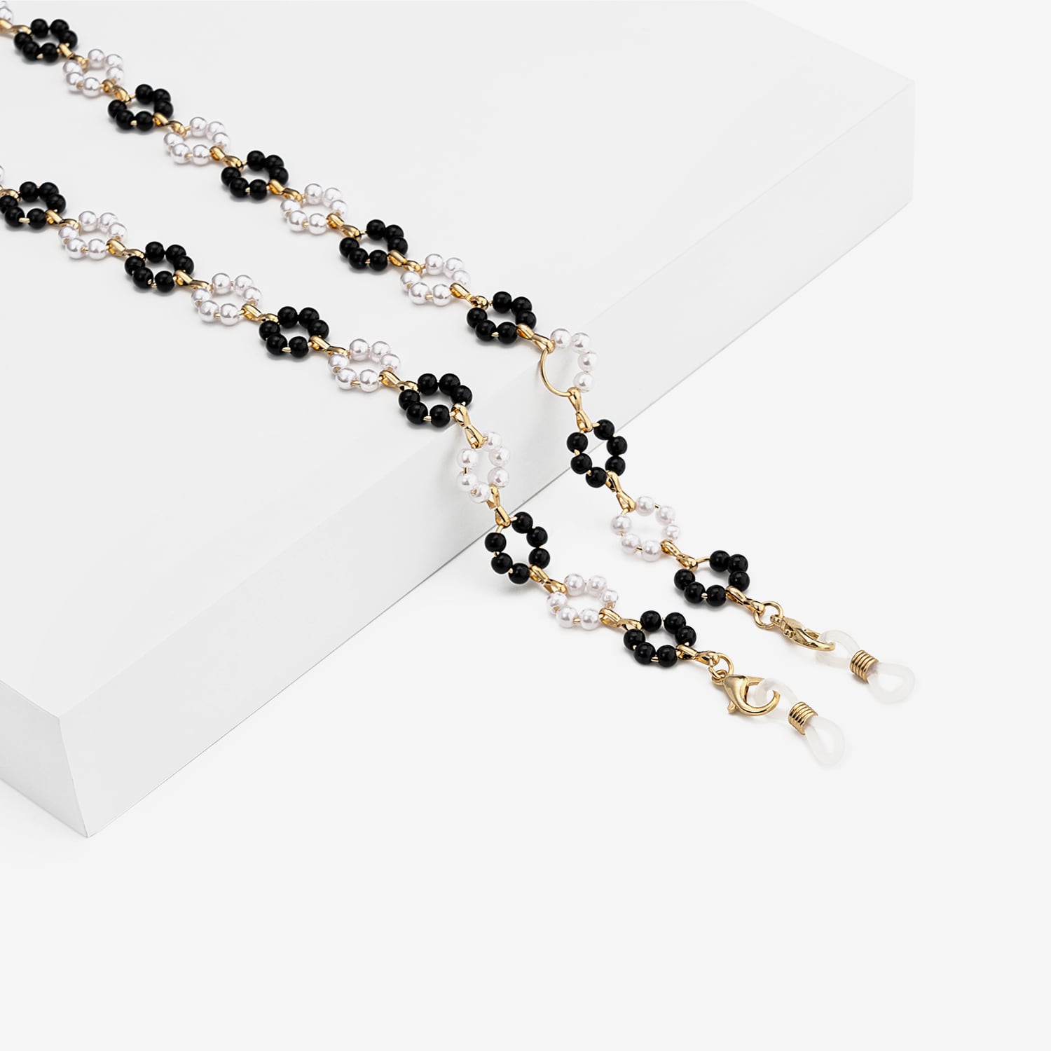 Simple Stylish Black White Flower Eyewear Chains