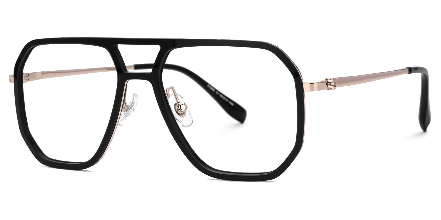 Jefri Black Frame Glasses with Aviator Style Online | Zeelool1