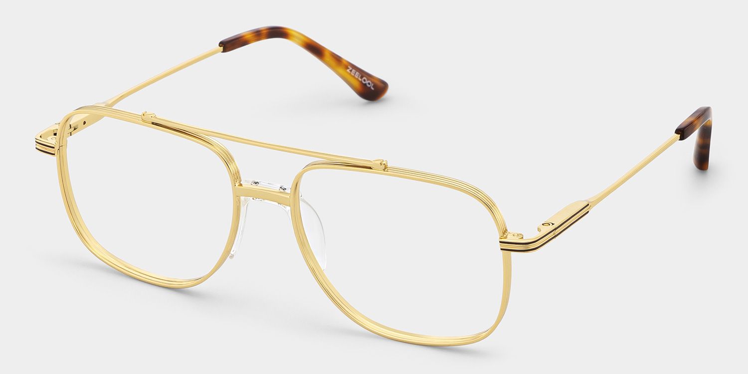 Poppy Gold Aviator Glasses | Striped Varsity Metal3