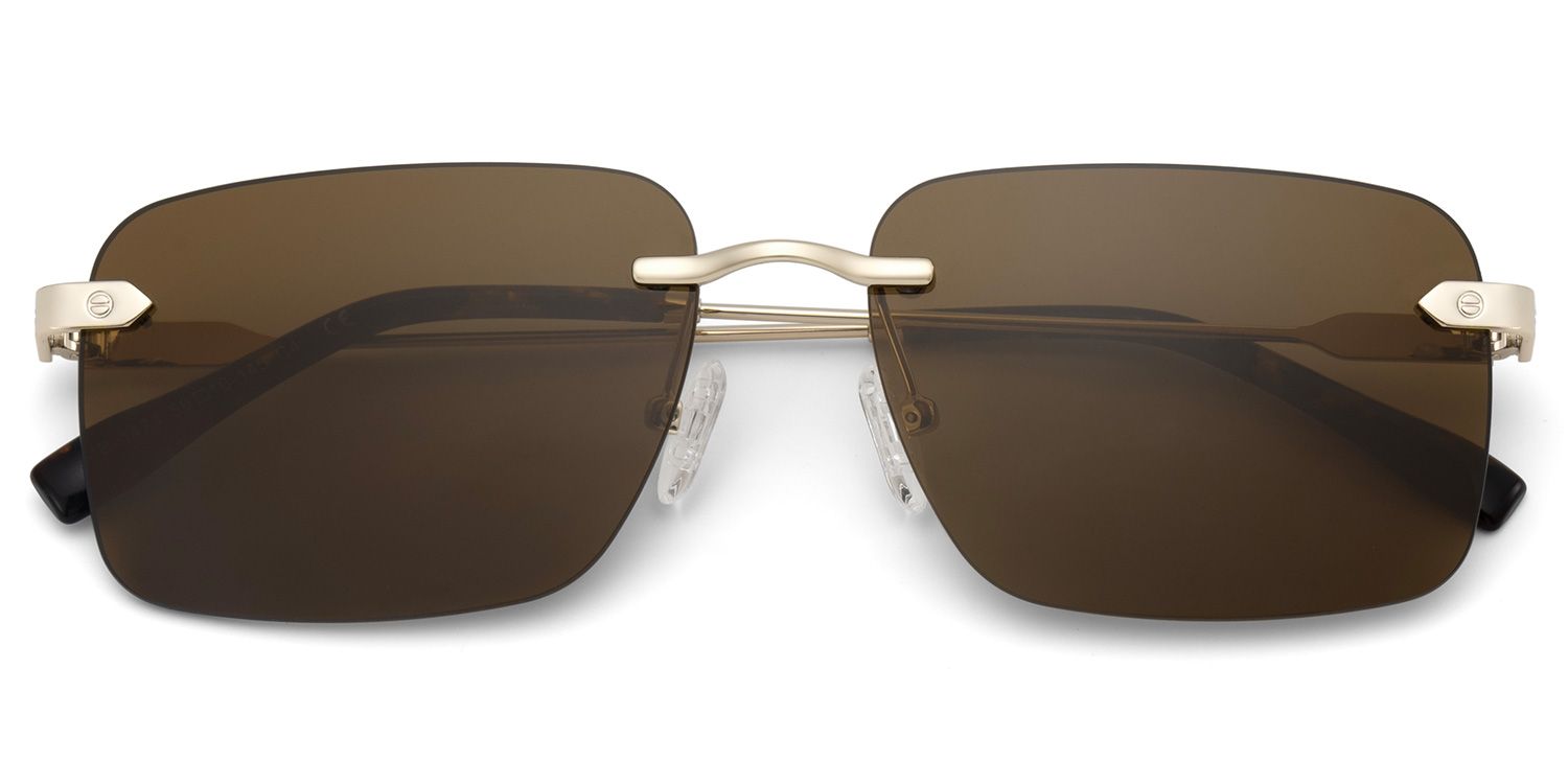 Rey Gold Rectangle Sunglasses Online | Zeelool1