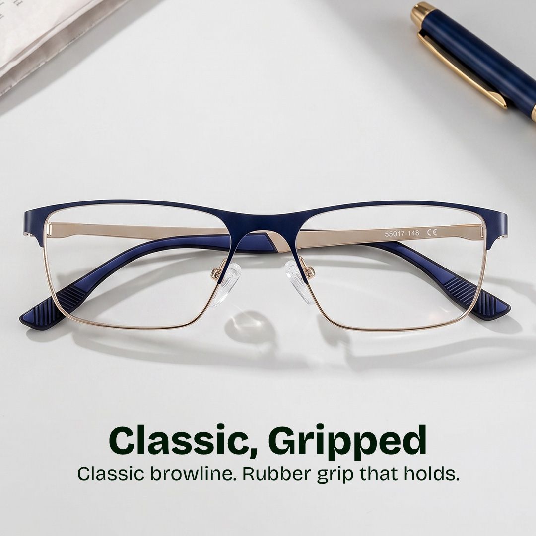 Kellen Browline Blue Eyeglass Frame Design for Men | ZEELOOL0
