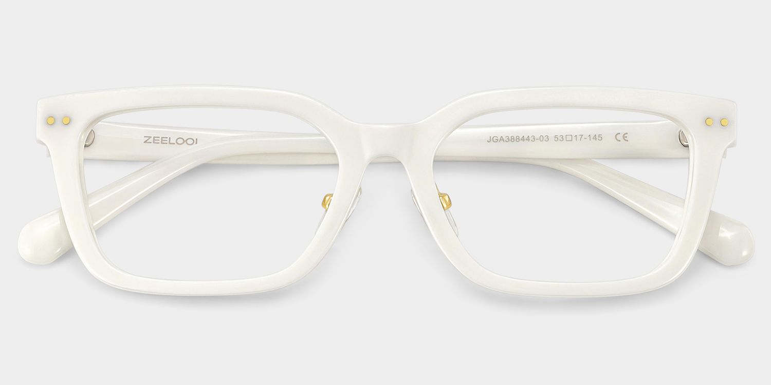 Remy White Rectangle Glasses | Clean Athleisure Style2