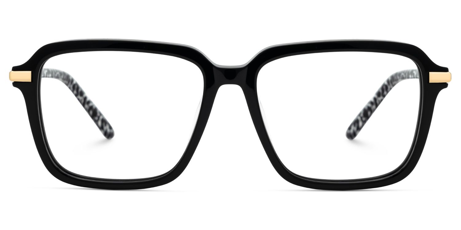 Black Thin Glasses with Square Shape at Zeelool1