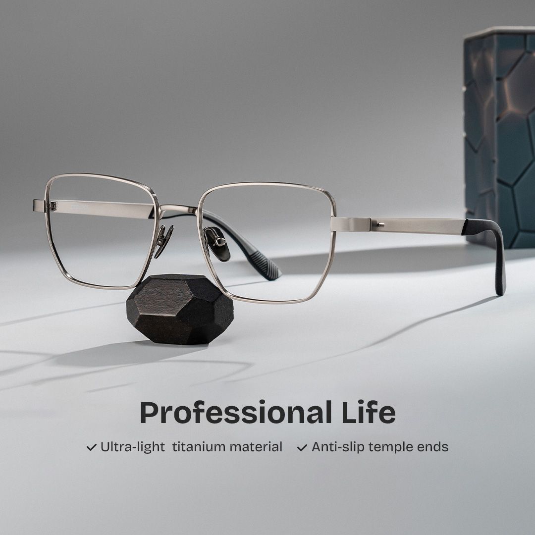 Jameson Gray Frame Prescription Glasses with Geometric Shape | ZEELOOL2