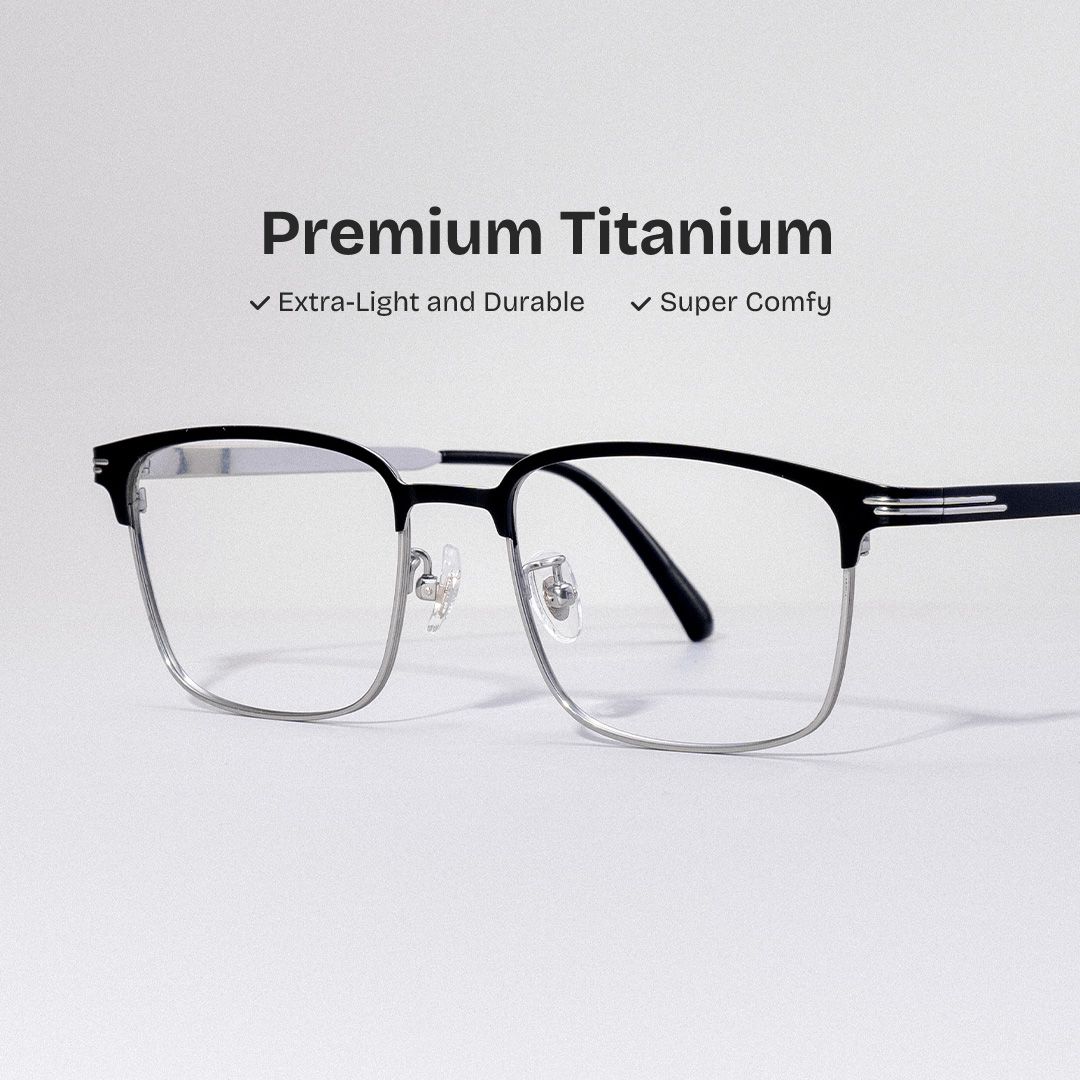 Men's Titanium Glasses Frames with Browline Shape0
