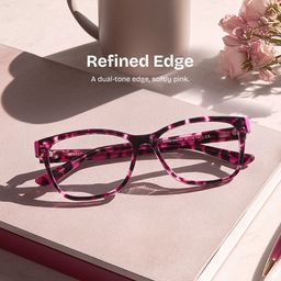 Eva Pink Tortoise Rectangle Glasses0