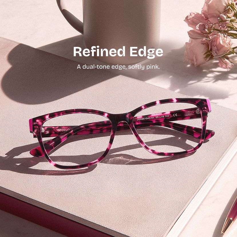 Eva Pink Tortoise Rectangle Glasses