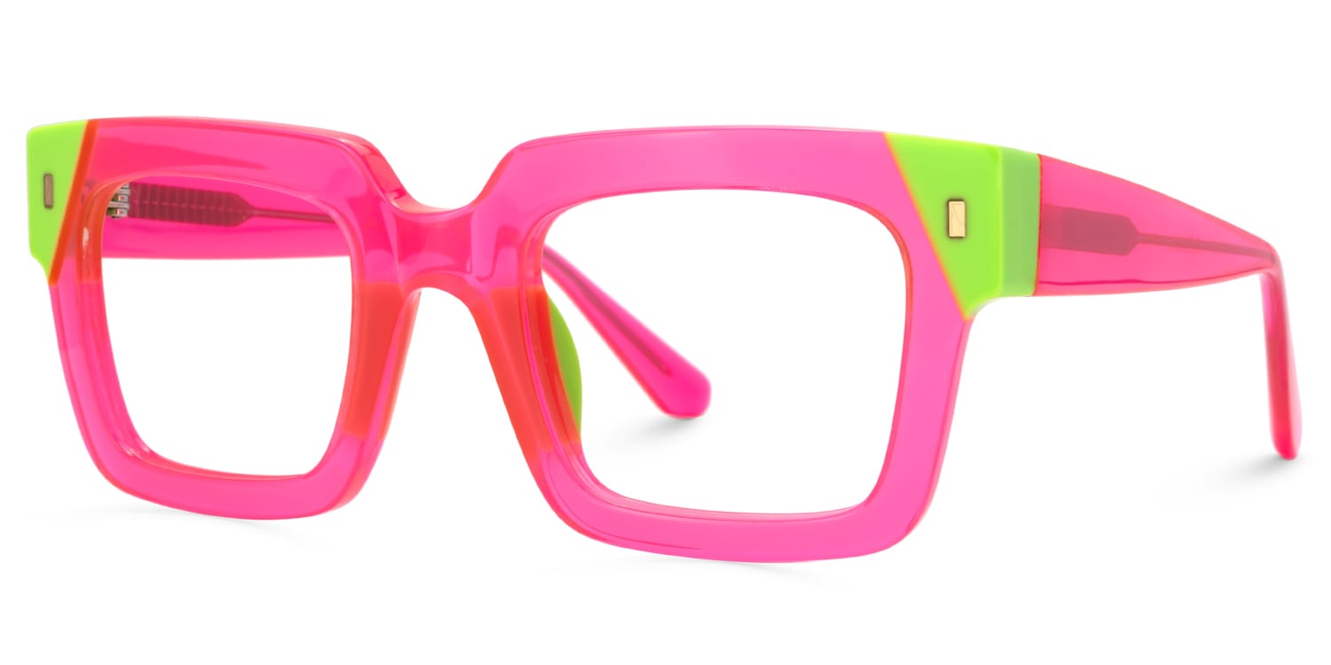 Sarah Rectangle Hot Pink Glasses