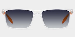 Active Rectangle Clear Orange Glasses0